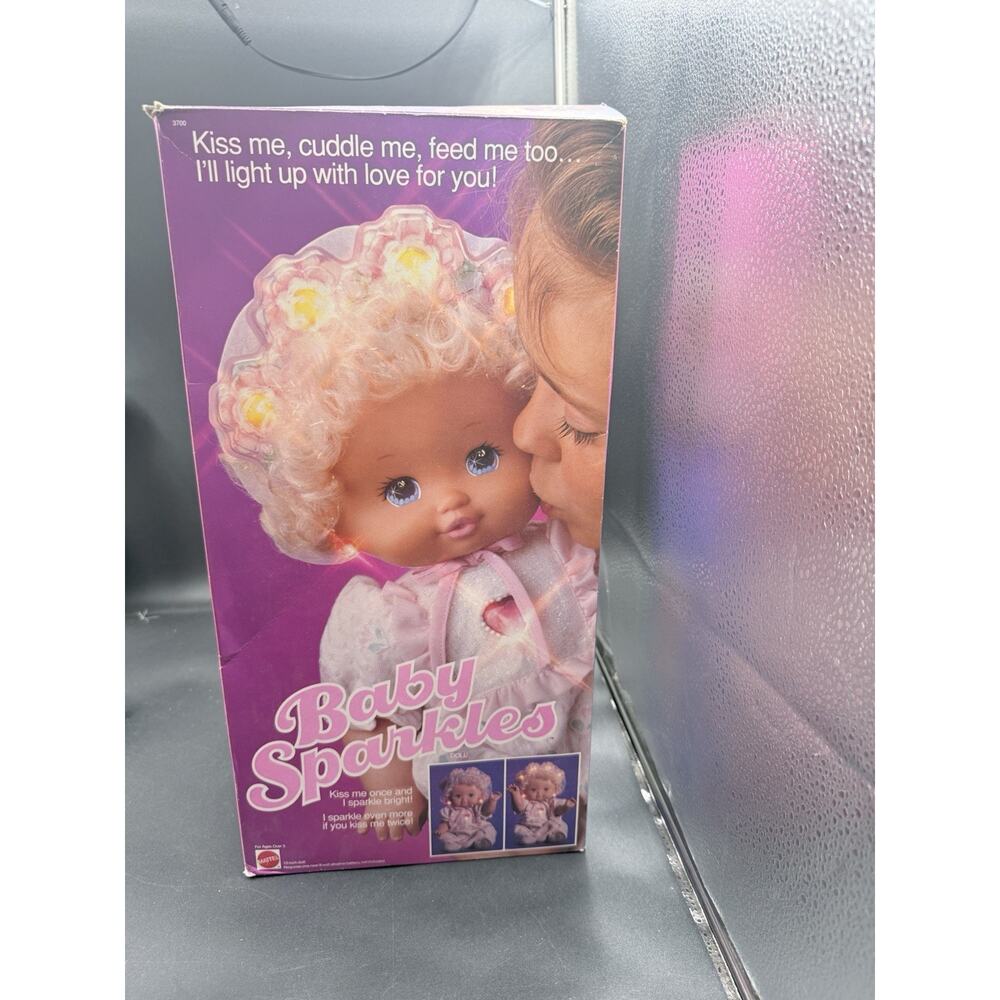 1990 VINTAGE New MATTEL BABY SPARKLES DOLL LIGHTS UP WORKS 13” RARE BOX